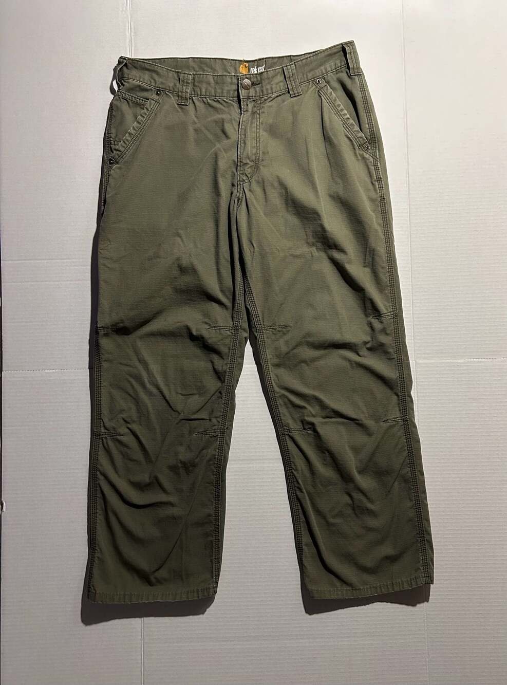 Carhartt Relaxed Fit Ripstop Carpenter Work Pants Green Size 35x30
